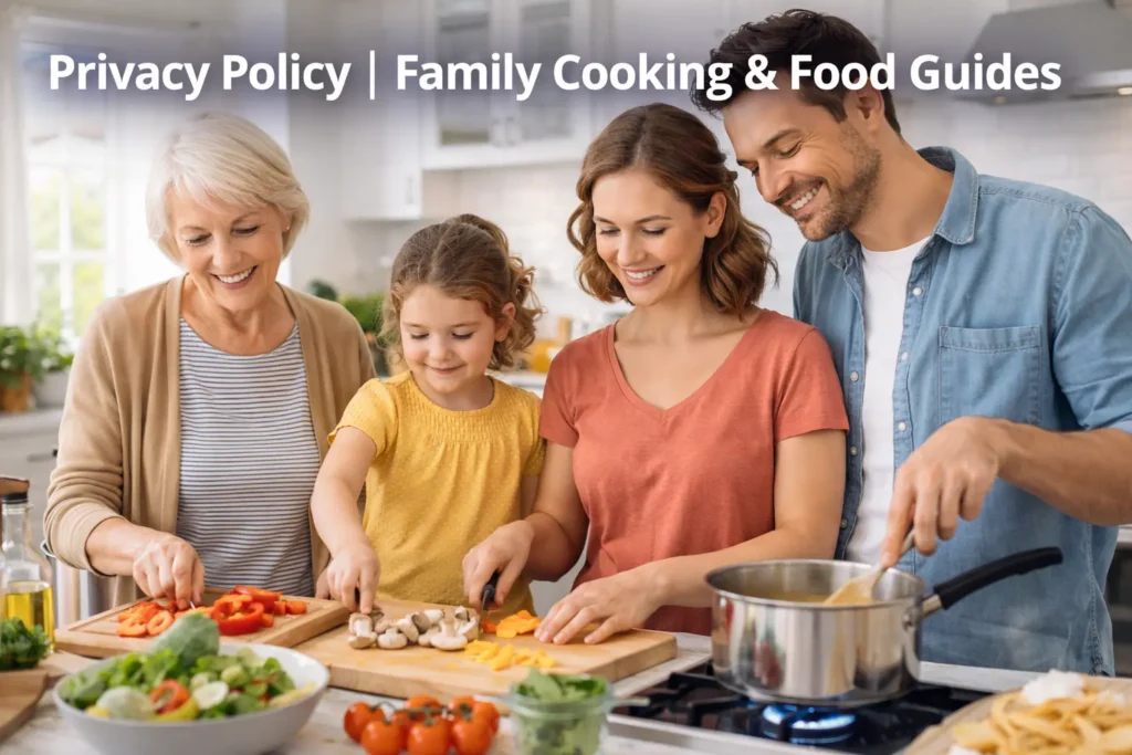 Privacy Policy explaining how a family cooking and food website collects and protects user information.