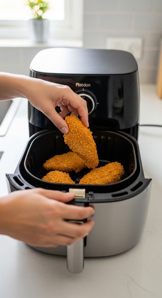 Start by patting the chicken dry with paper towels.