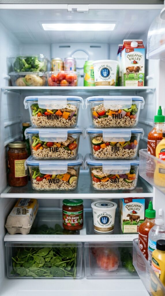 How to Meal Prep Healthy Chicken for the Whole Week 5 Seasoned chicken breasts roasting in the oven with colorful vegetables in warm natural kitchen lighting.