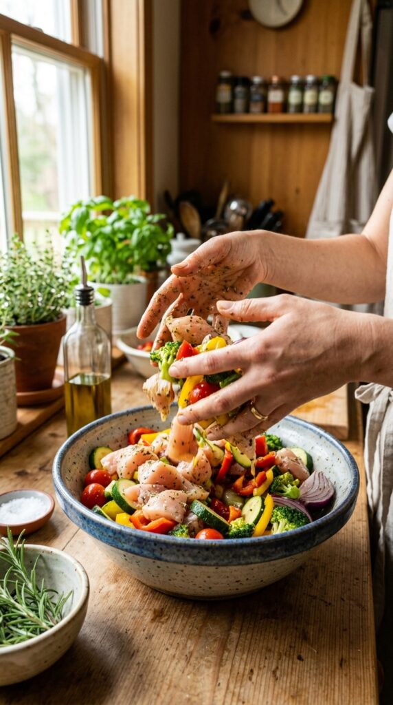 How to Make Healthy Sheet Pan Dinners for Busy Nights 4 Glass meal prep containers filled with healthy soups in a modern refrigerator.