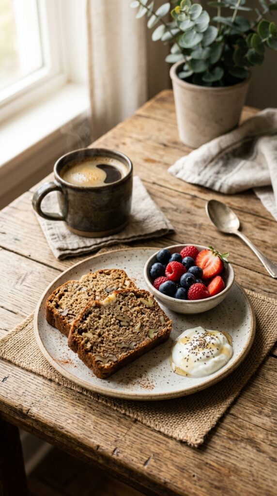 How to Make Healthy Banana Bread with No Butter 5 This banana bread tastes delicious on its own, but you can also serve it in fun ways.
