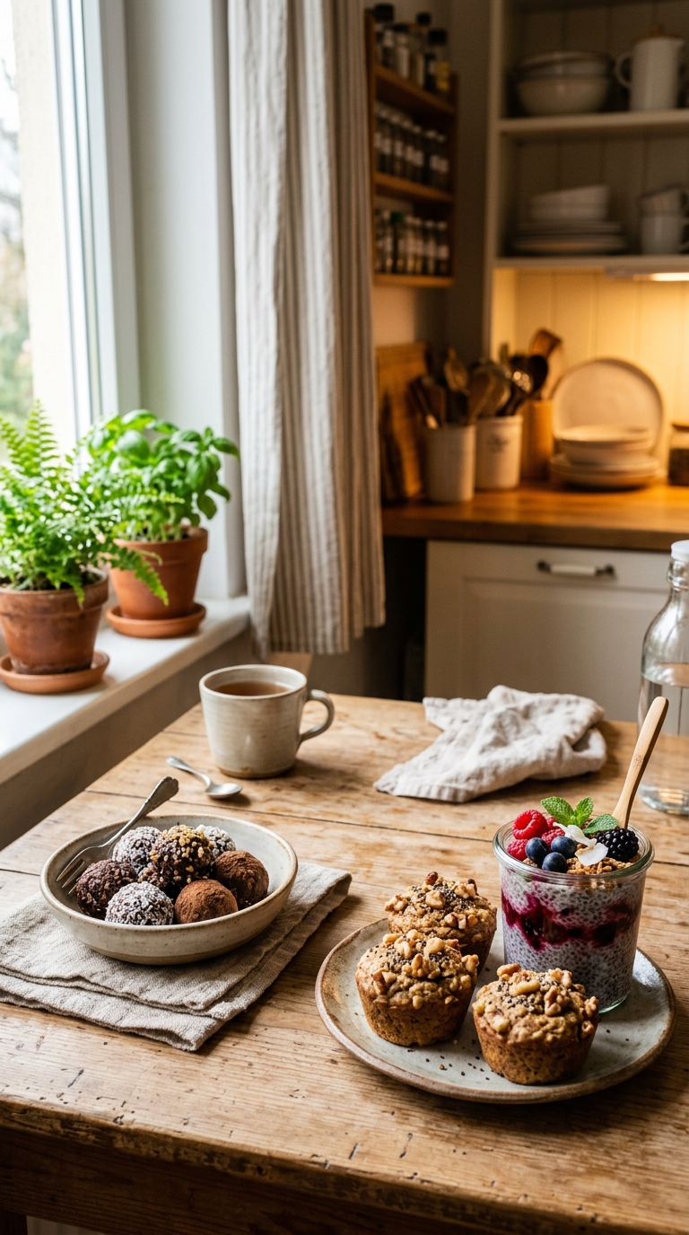 How to Make Healthy Vegan Desserts with No Refined Sugar 2 Healthy Vegan Desserts with No Refined Sugar desserts including chocolate energy bites,
