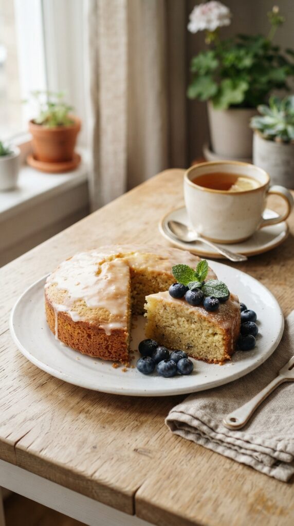 How to Bake Healthy Moist Lemon Cake from Scratch 5 Lemon_cake_with_blueberries_tea