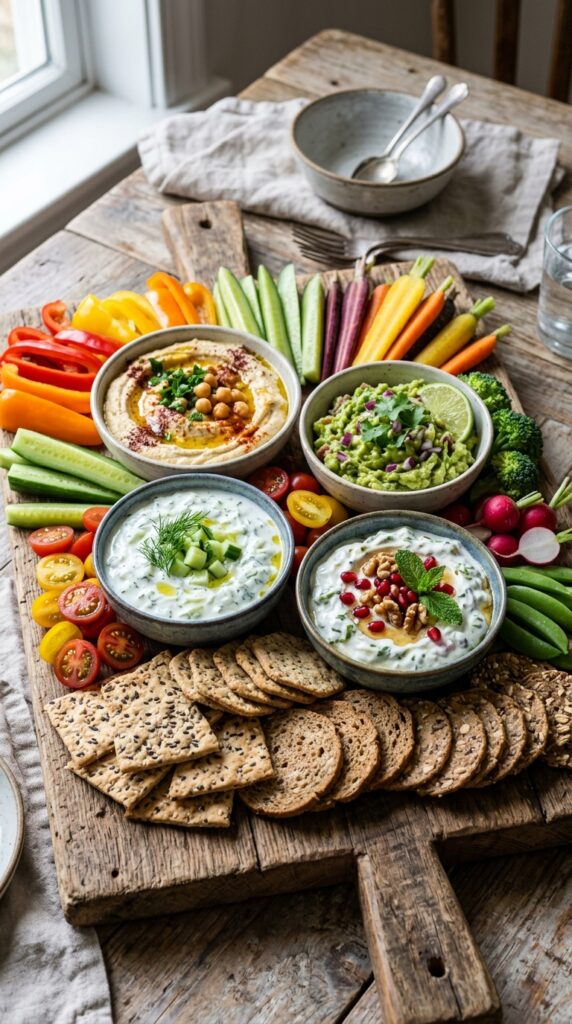 Serving board with dips and 202607071317