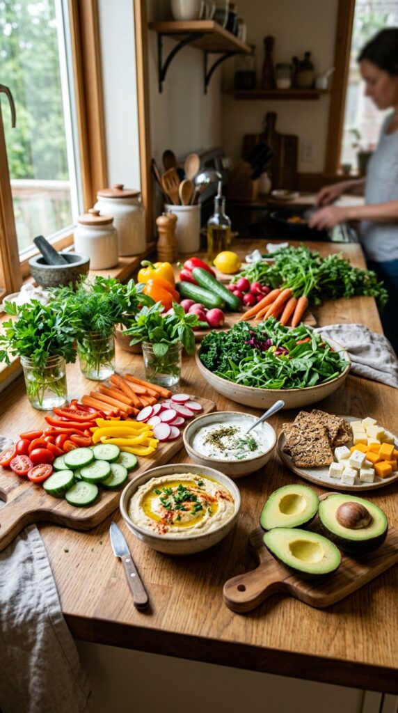 Vegetables herbs hummus yogurt a… 202607071316
